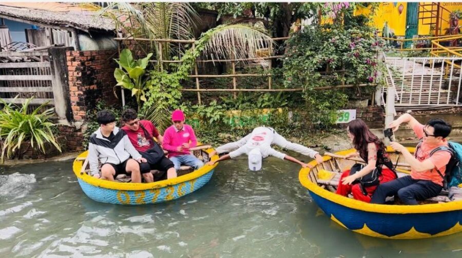 Experience Bamboo Basket Boat on Coconut village w Locals - Karaoke Noise, Net Throwing, and Quick Folk Singing