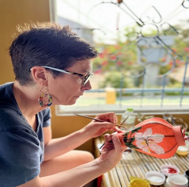 Hoi An: Foldable Lantern Making Class with Acrylic Painting - Step-by-step: from fabric placement to the final painted touches