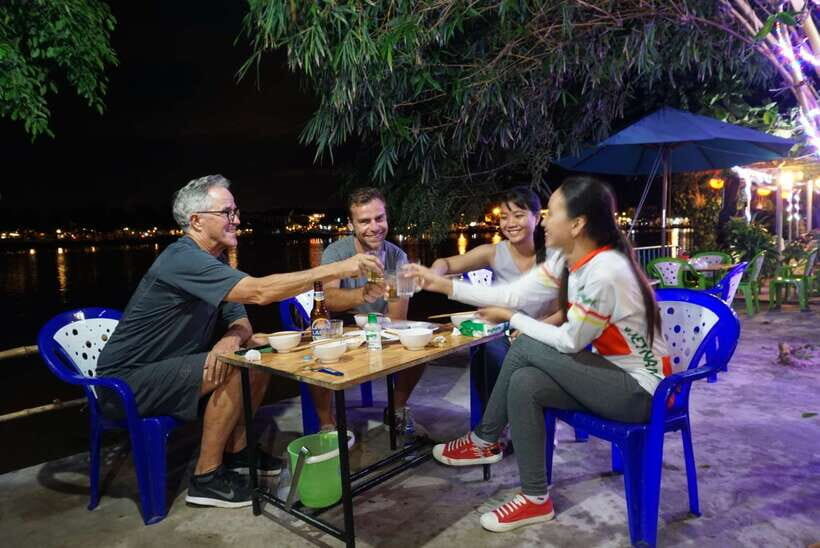 Hoi An: Private Evening Food Tour by Bike - Old Quarter return: sweet finish and a guided night wrap-up