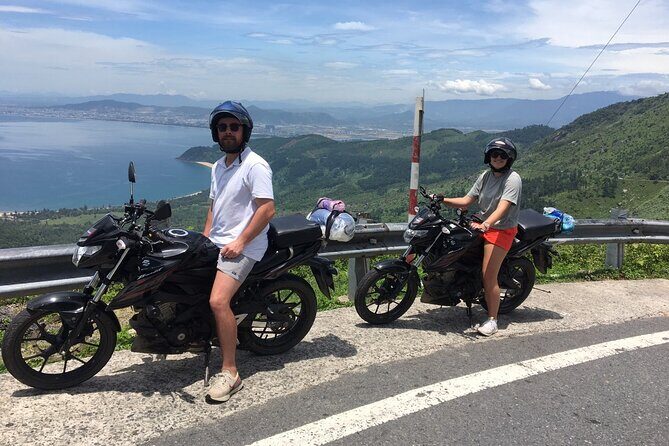 Hoi An to Hai Van pass loop with Motorbike Tour Mr Phu - Stop 1: Hai Van Pass at 496 meters, the ocean-cloud road moment